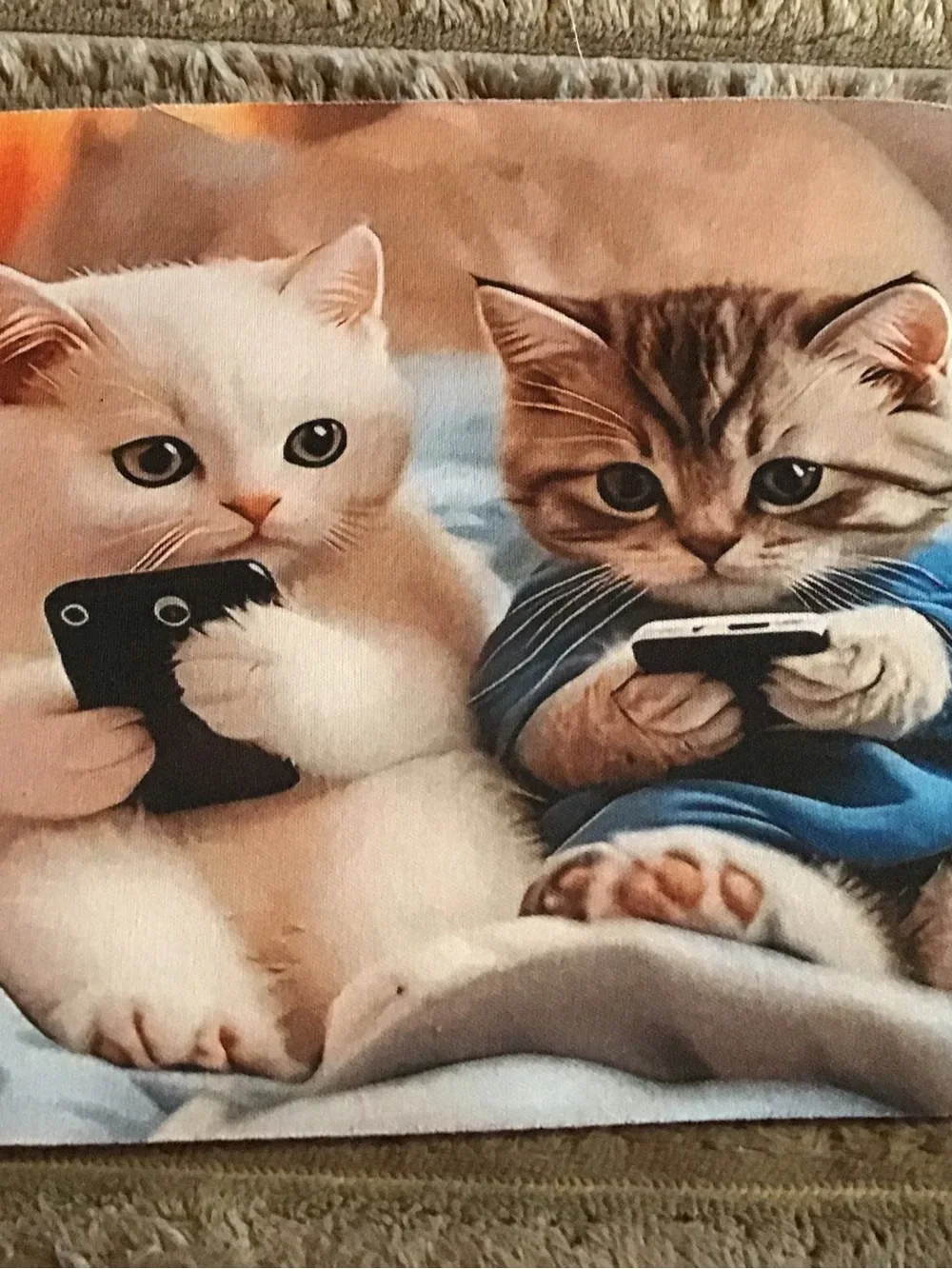 Cute Kittens Cat mousepad Mat - White & Brown Design